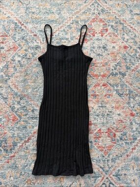 Black Ribbed Spaghetti-Strap Dress - Classic Women's Slip Dress